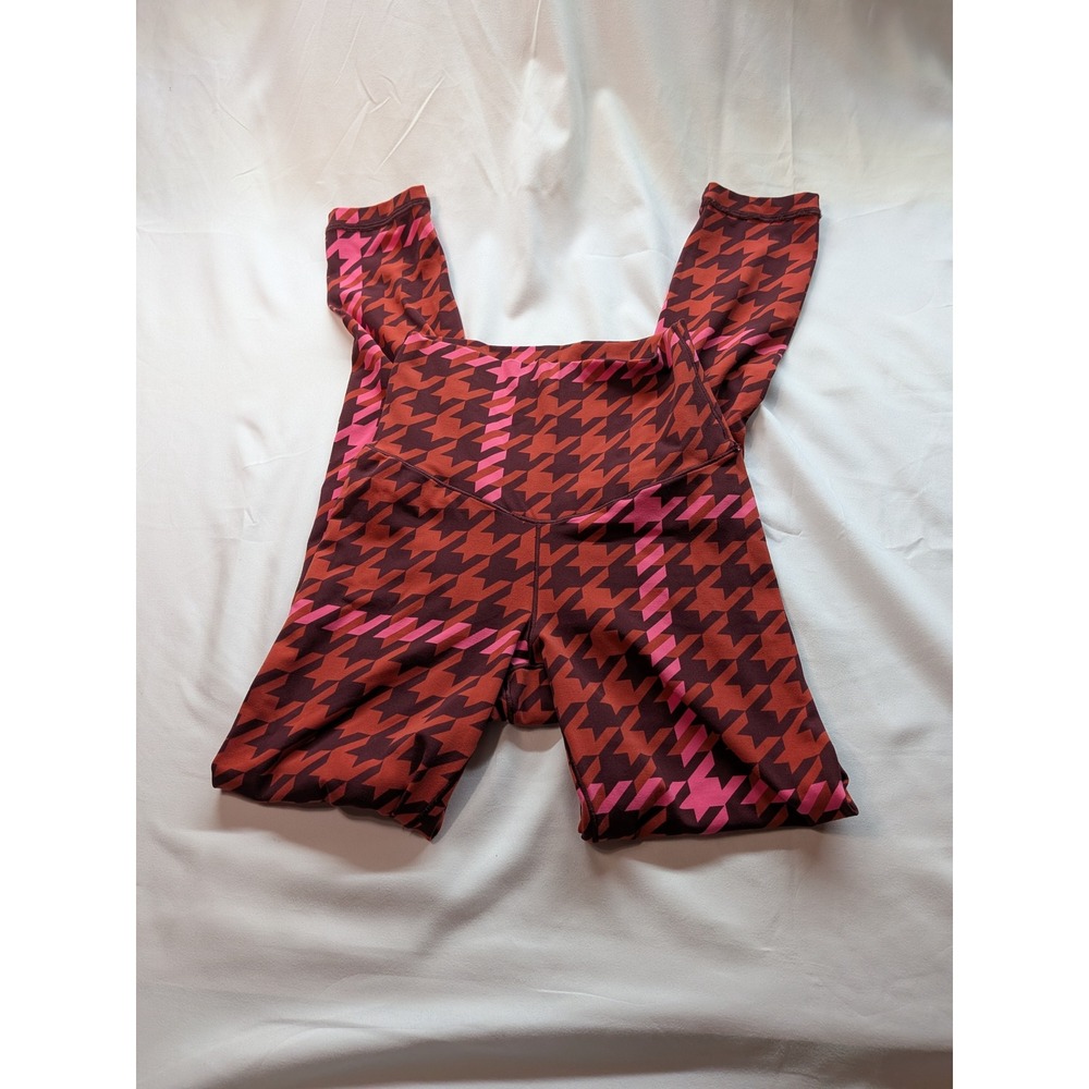 OFFLINE by Aerie Real Me  7/8 Leggings High Rise Houndstooth Pink Burgundy XS
